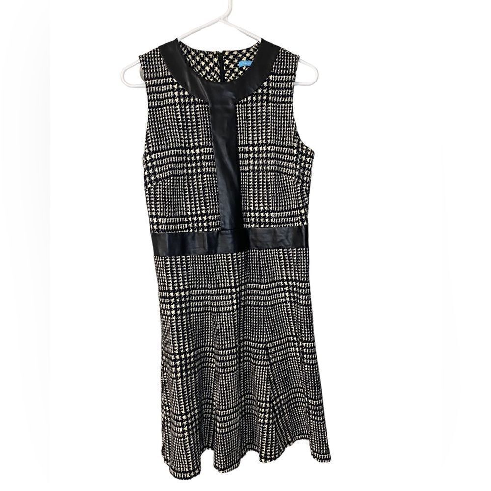 J. McLaughlin Women’s Kent Houndstooth Dress Fit and Flare Small Black/White
